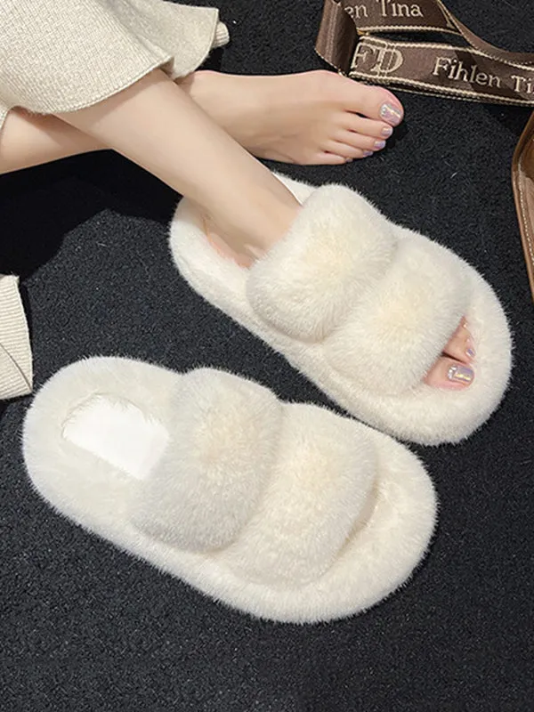 Open Toe Solid Color Split-Joint Platform Shoes Flat Shoes