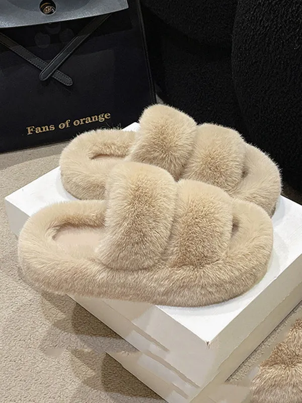 Open Toe Solid Color Split-Joint Platform Shoes Flat Shoes