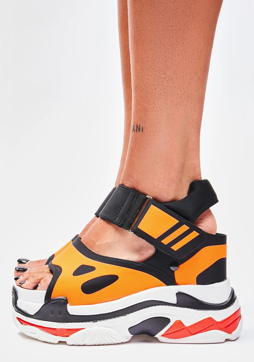 Orange Watch Me Glow Platform Sandals