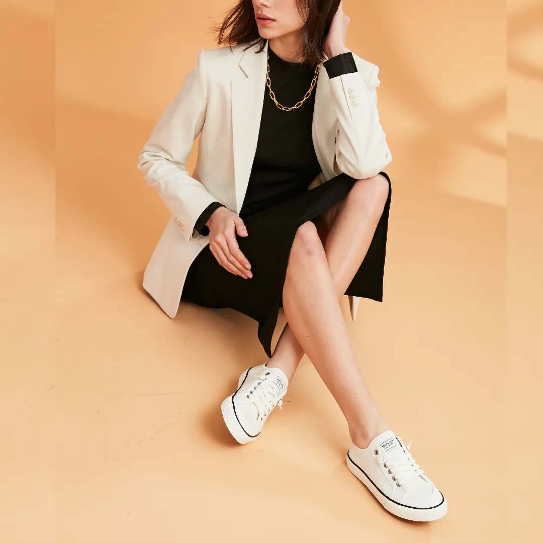 Original Off White 745 Ladies low top, lazy-lace canvas sneakers for women