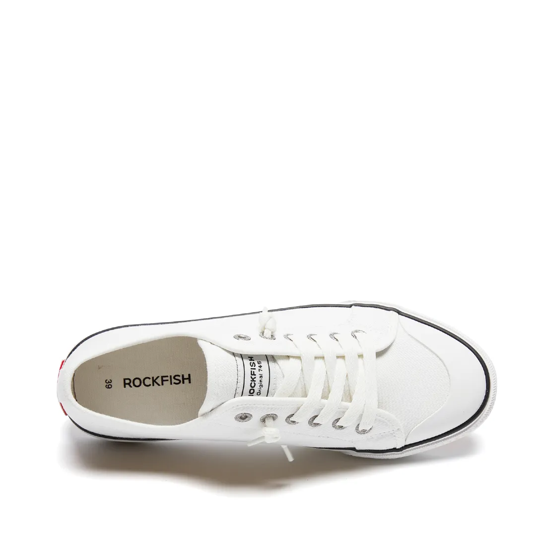Original Off White 745 Ladies low top, lazy-lace canvas sneakers for women