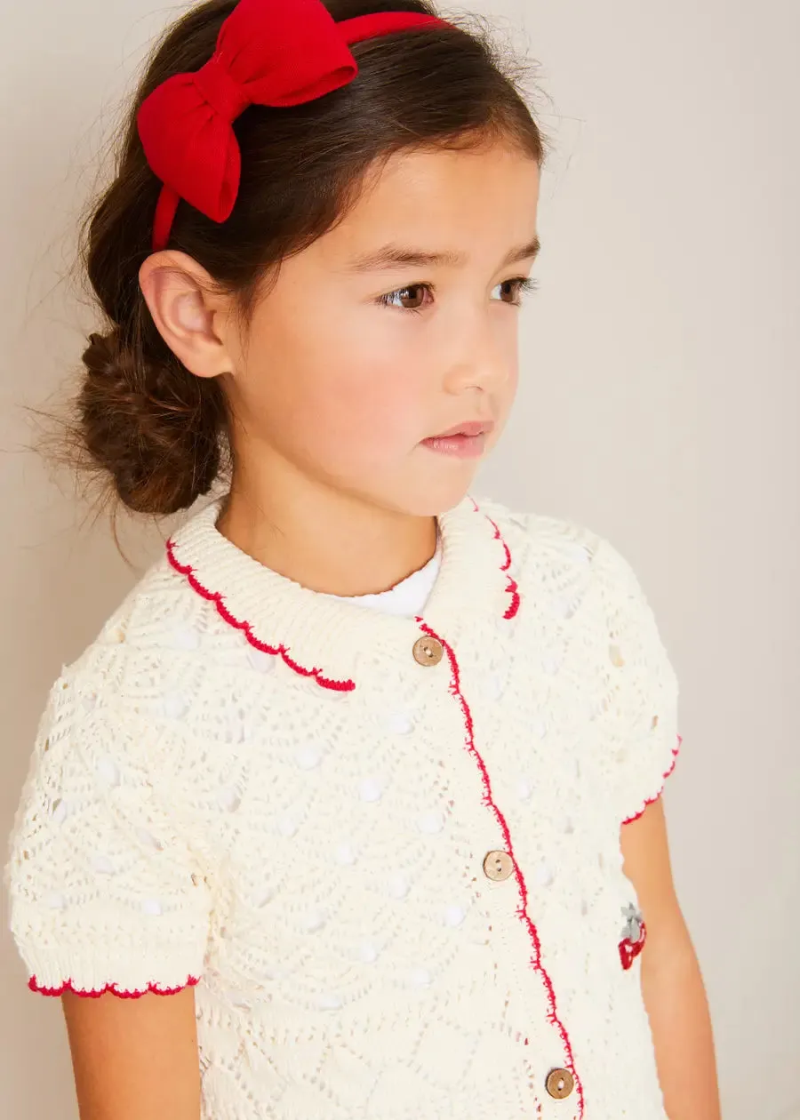 Plain Linen Hairband in Red