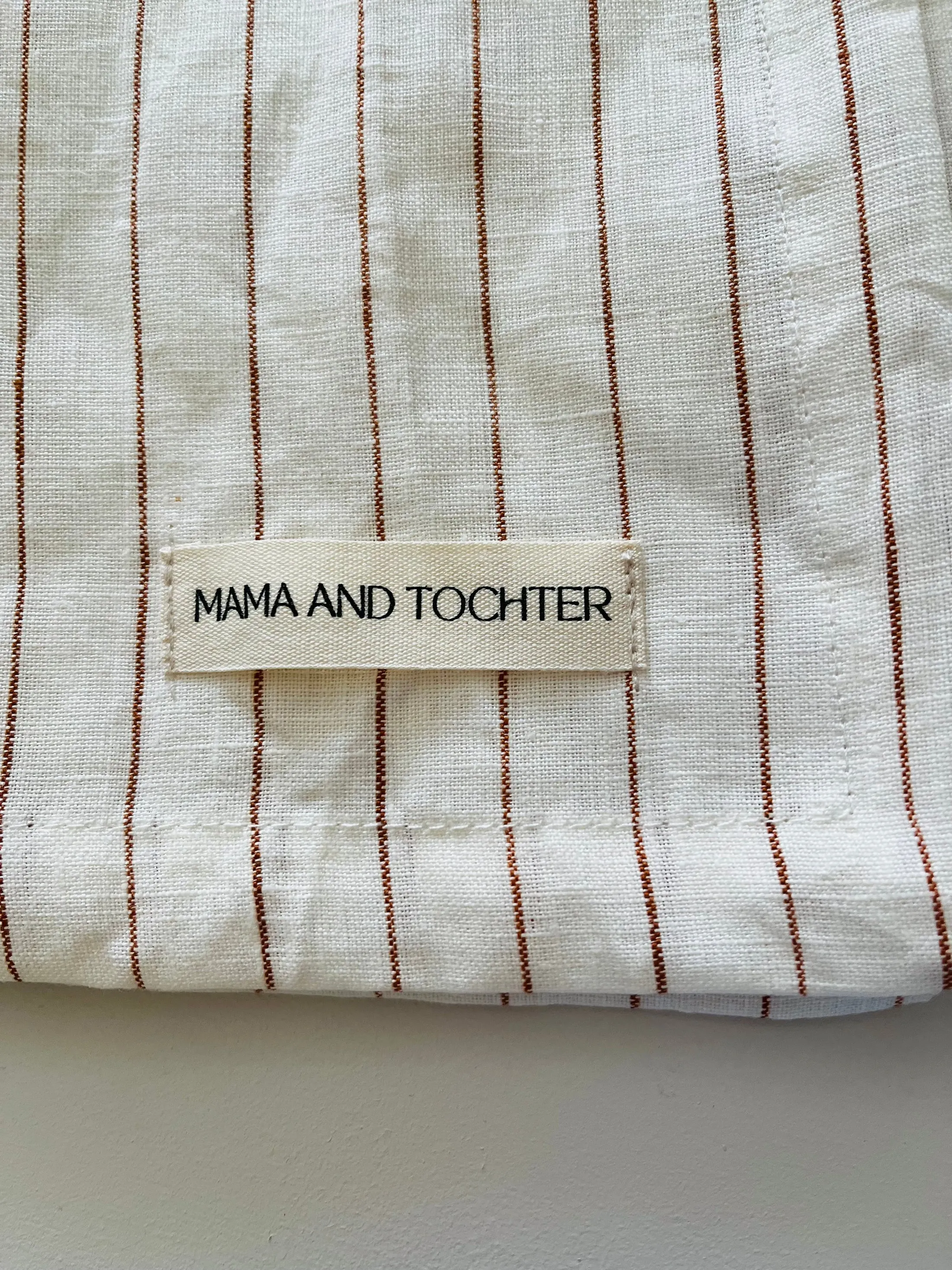 Pure French Linen Tea Towel (Toffee Pinstripes)
