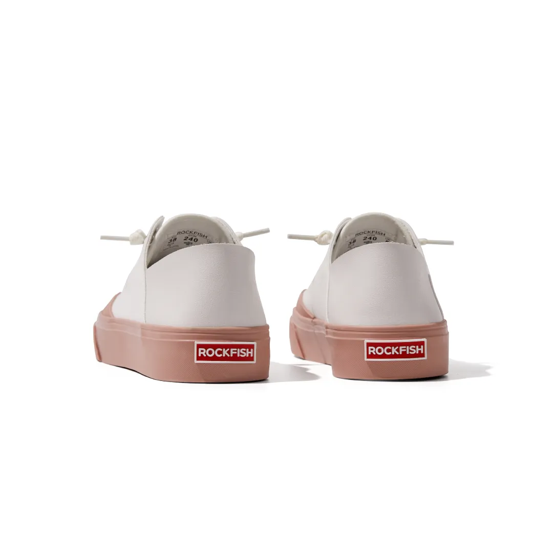 ROCKFISH 747 Lazy Heel WHITE/PINK trim Womens Canvas Sneaker. Ladies Trainer