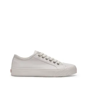 ROCKFISH White Vintage 702 Ladies canvas sneakers. Womens canvas trainer with shell shaped toe cap.