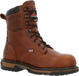 ROCKY IronClad Steel Toe Waterproof Work Boots, Brown, Size 8.5(M)