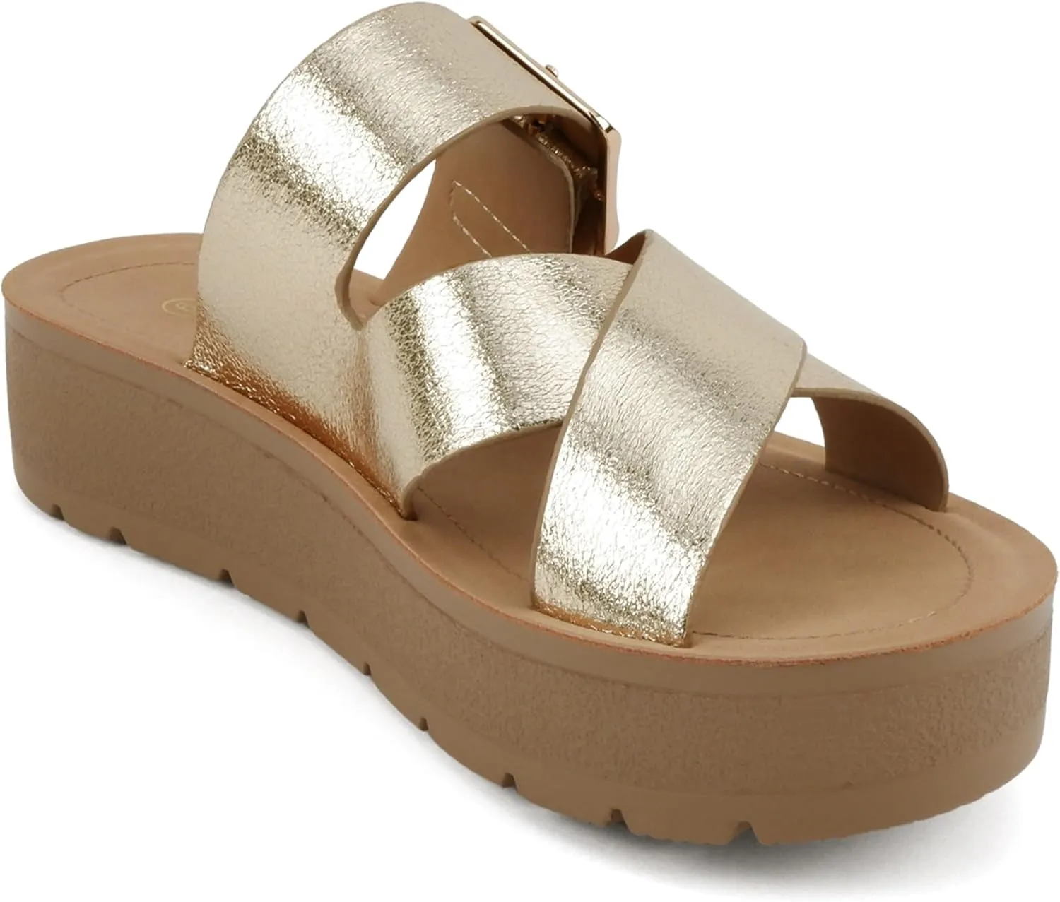 Soda Papaya ~ Women Open Toe Multi-Strap Flatform Sandals