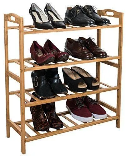 Sorbus Bamboo Shoe Rack - 4-Tier Shoes Rack Organizer - Perfect Bench for Hallway Entryway, Mudroom, Closet, Bedroom, etc