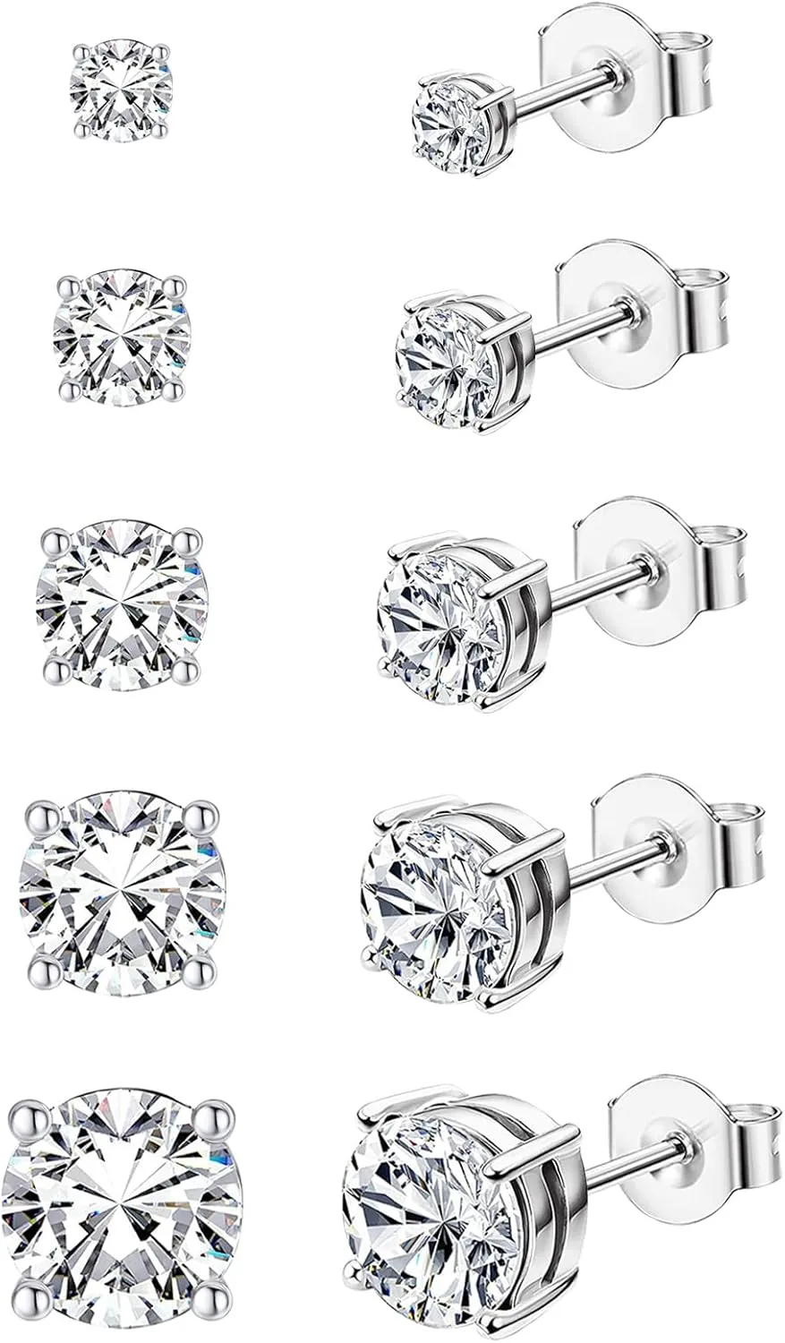 Stud Earrings for Women Earrings Set Hypoallergenic Cubic Zirconia 14K Silver Gold CZ Earrings for Women Cartilage Earrings