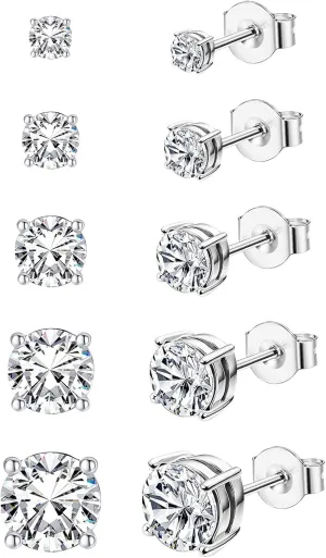 Stud Earrings for Women Earrings Set Hypoallergenic Cubic Zirconia 14K Silver Gold CZ Earrings for Women Cartilage Earrings