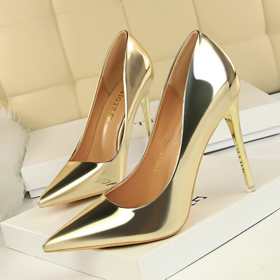 Stylish Metallic Shallow Mouth High Heel Women's Party Shoes