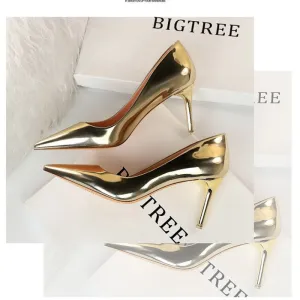 Stylish Metallic Shallow Mouth High Heel Women's Party Shoes