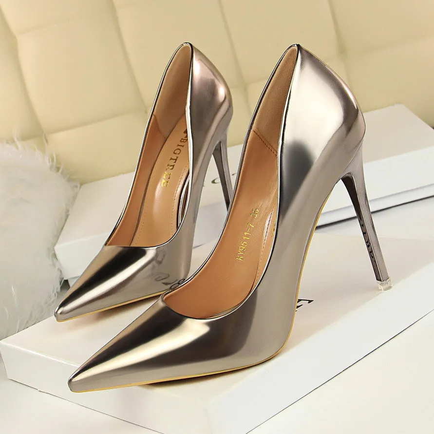 Stylish Metallic Shallow Mouth High Heel Women's Party Shoes