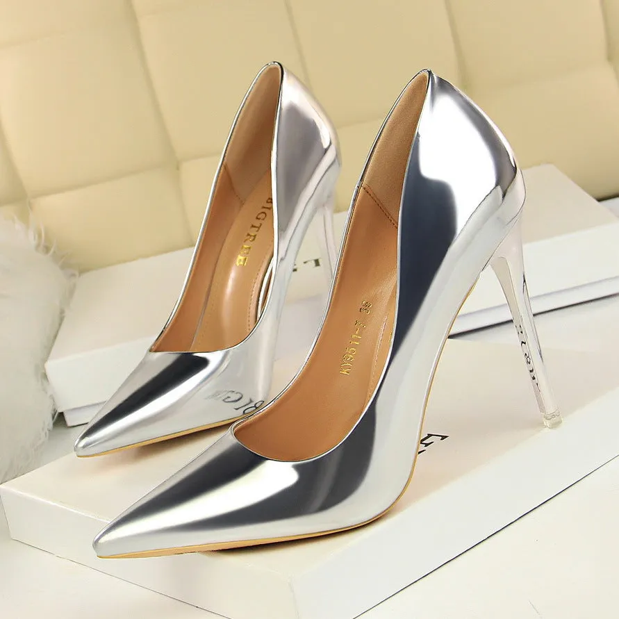 Stylish Metallic Shallow Mouth High Heel Women's Party Shoes