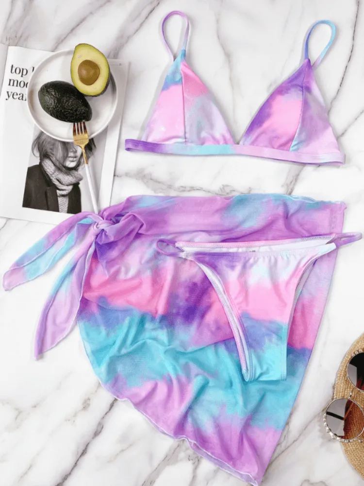 Tie Dye Multicolor Bikini  Stylish and Comfortable 3-Piece Swimwear