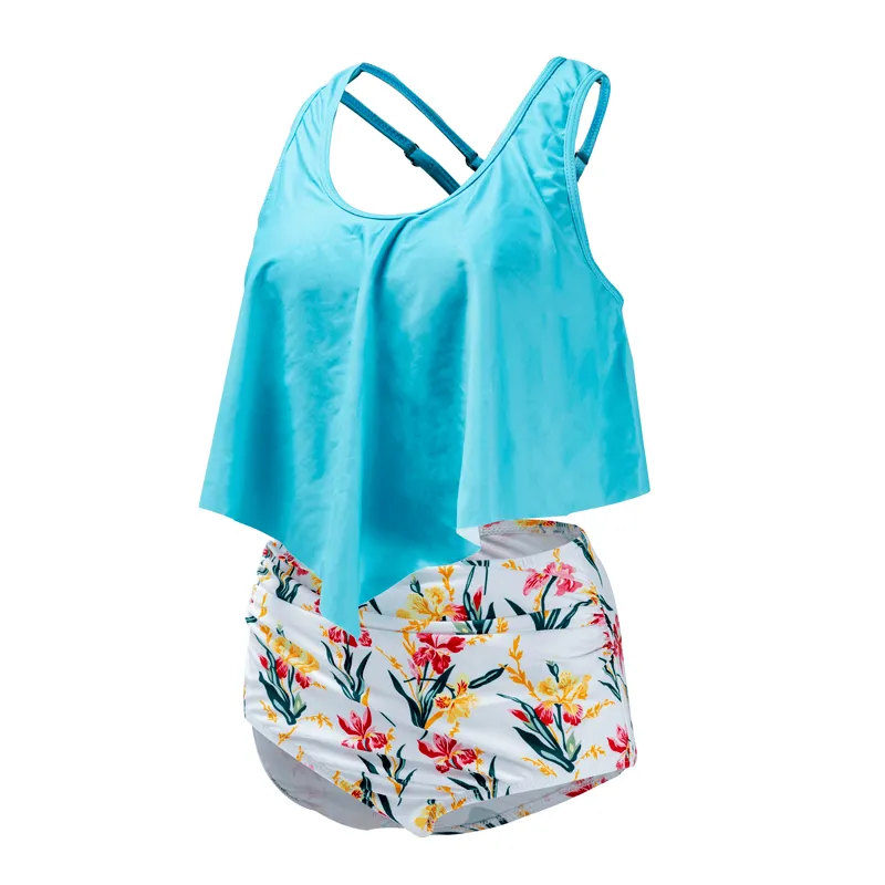 Tropical Cross Back Bikini  Stylish and Comfortable 2-Piece Swimwear
