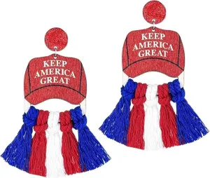 Trump 2024 Earrings Novelty Wooden 2024 Presidential Eletion Vote Patriots Earrings Trump Keep America Great Earrings