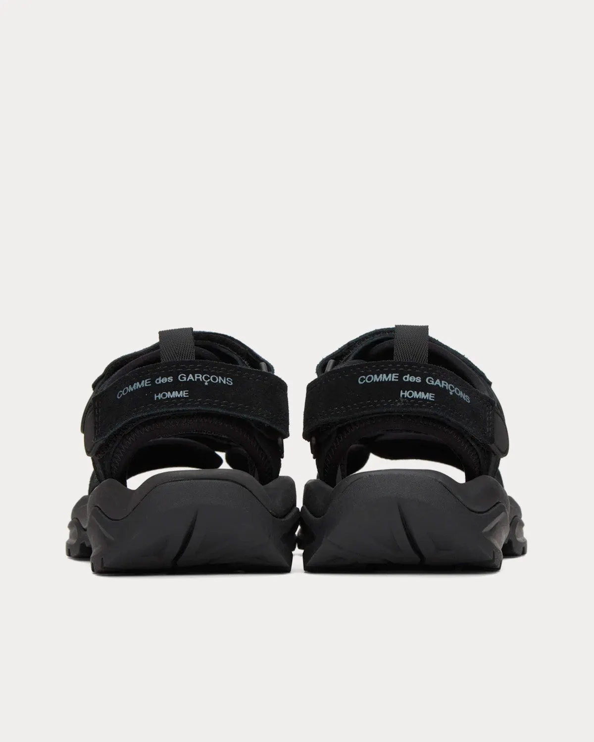 Velcro Strap Suede & Neoprene Black Sandals