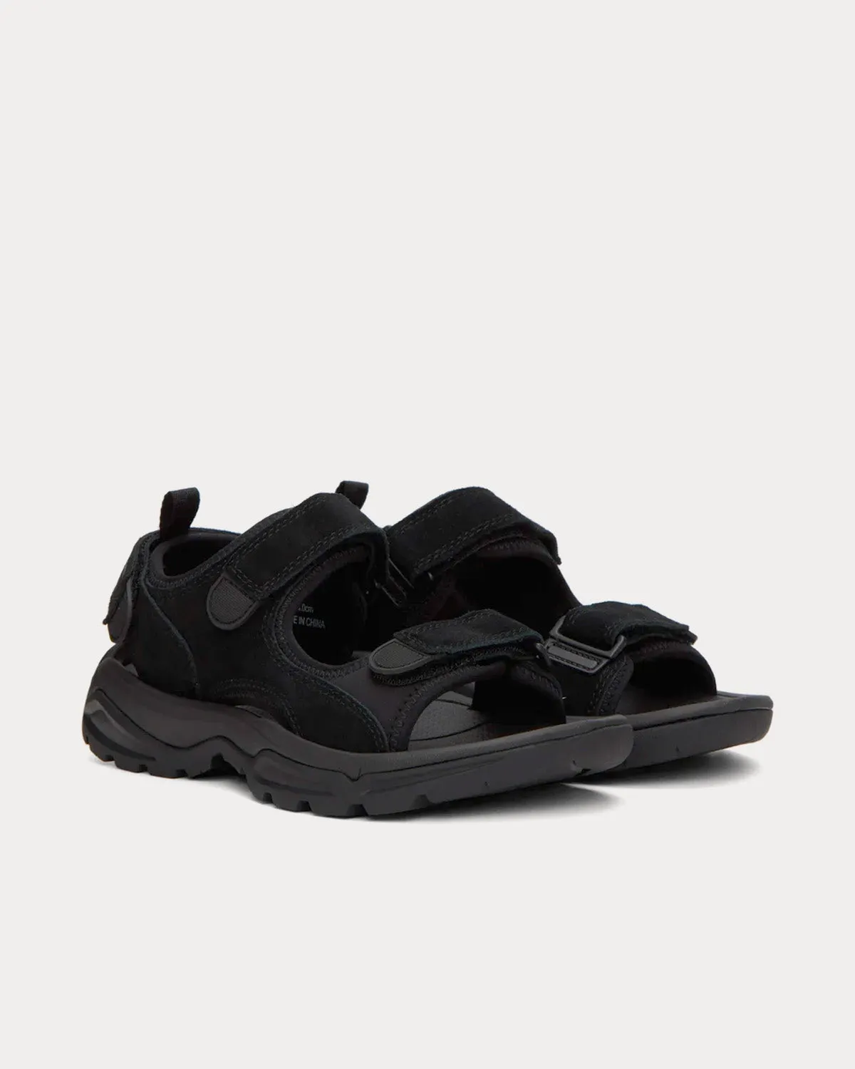 Velcro Strap Suede & Neoprene Black Sandals