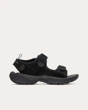 Velcro Strap Suede & Neoprene Black Sandals