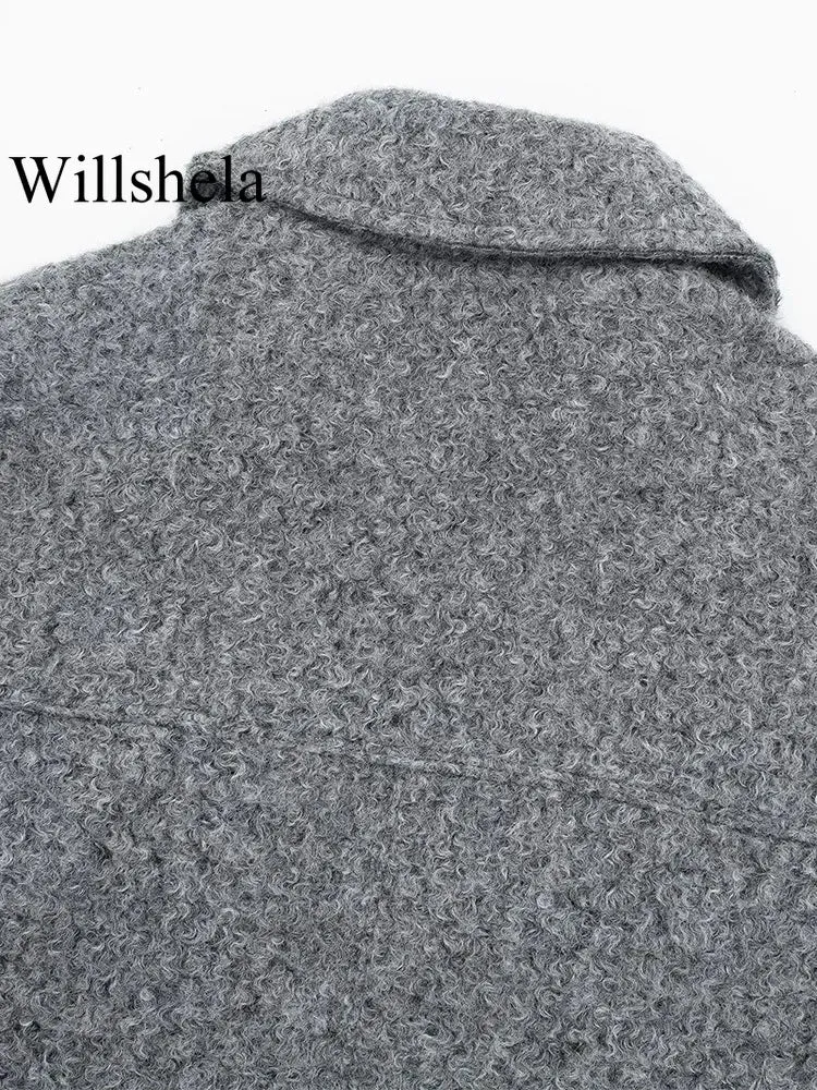 Vintage long sleeve Grey Front Zipper Jackets Outfits