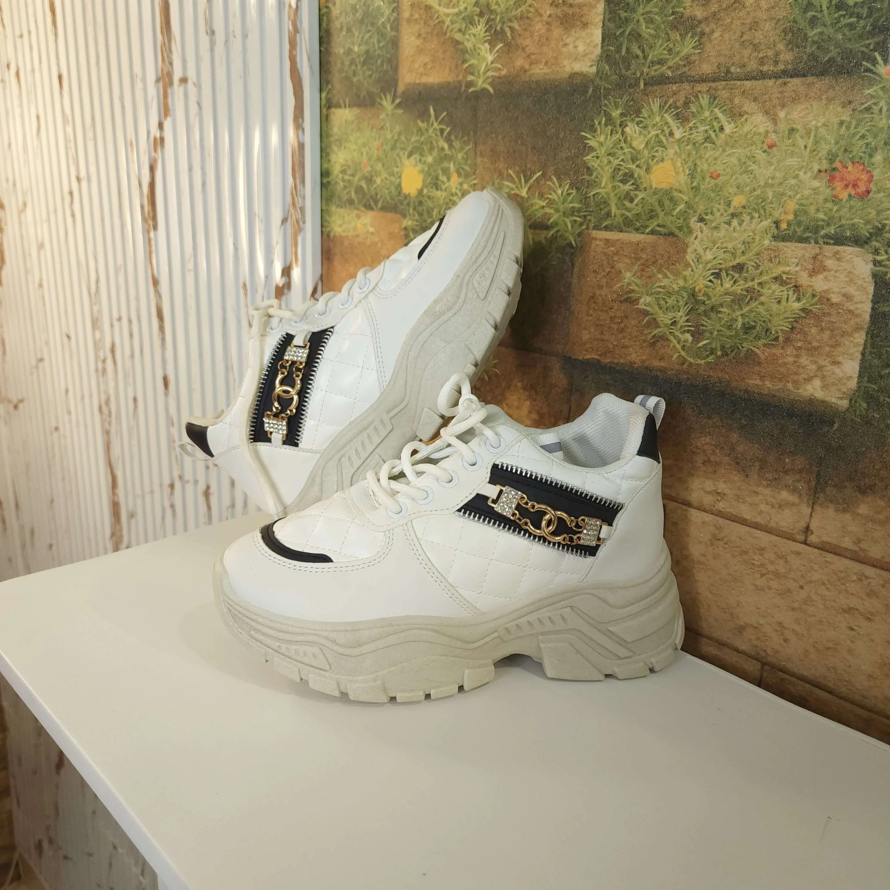 White Chunks Casual Shoes