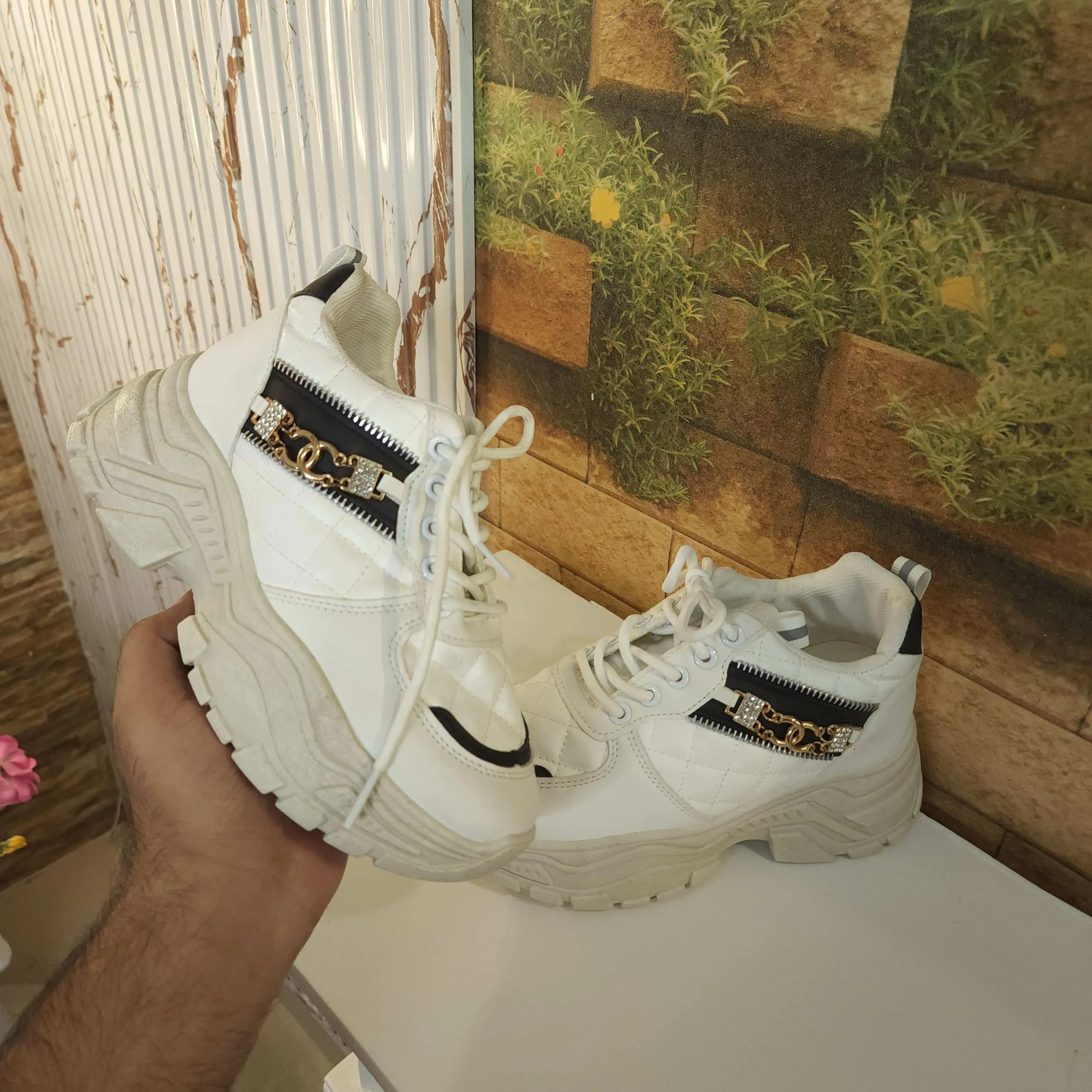 White Chunks Casual Shoes