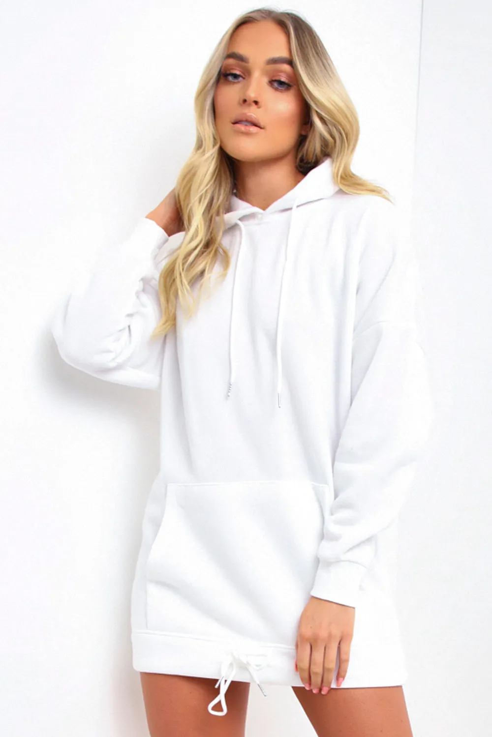 White Hooded Sweatshirt Dress