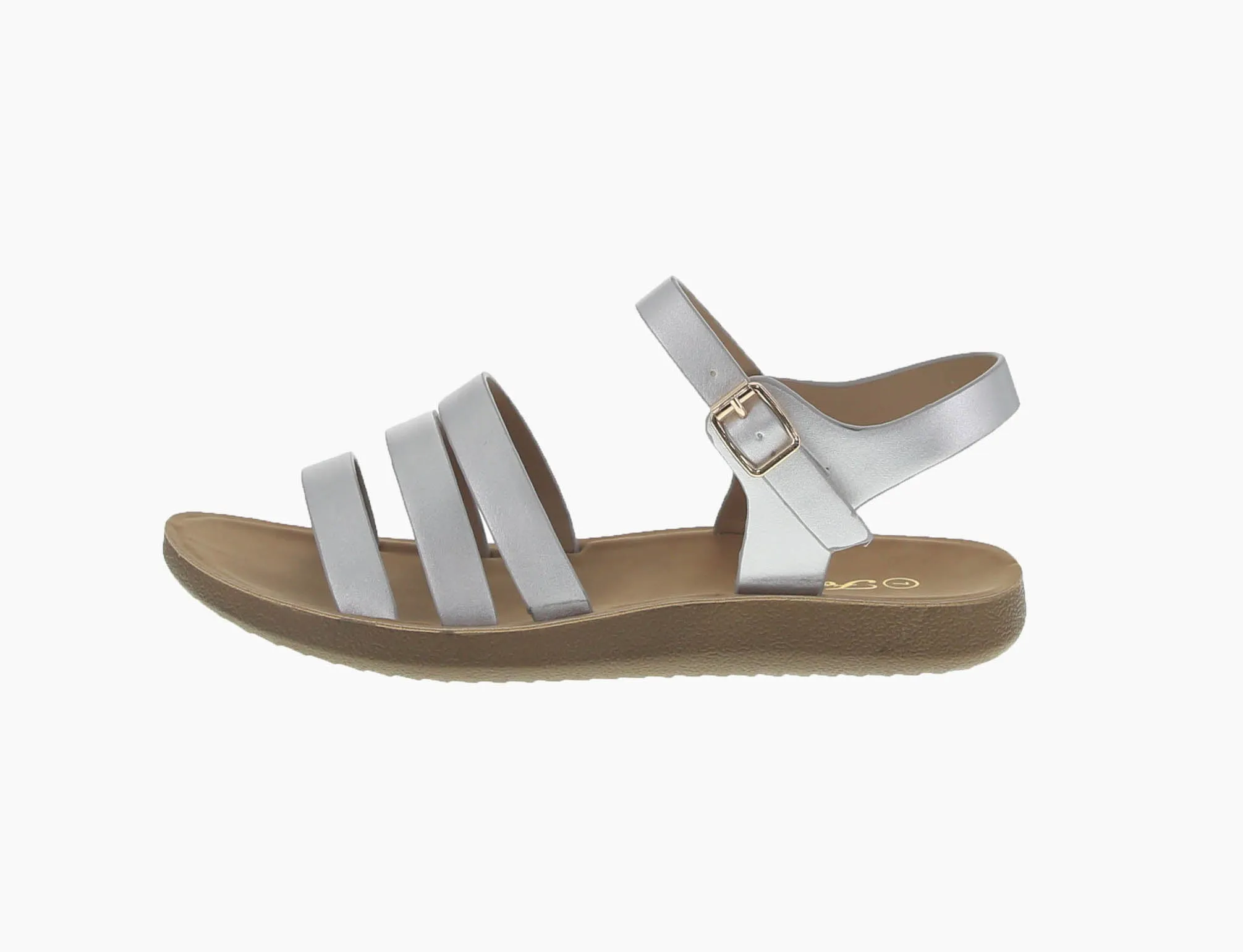 WOMAN'S SHOES SILVER PU LEATHER SANDALS RECENT-20