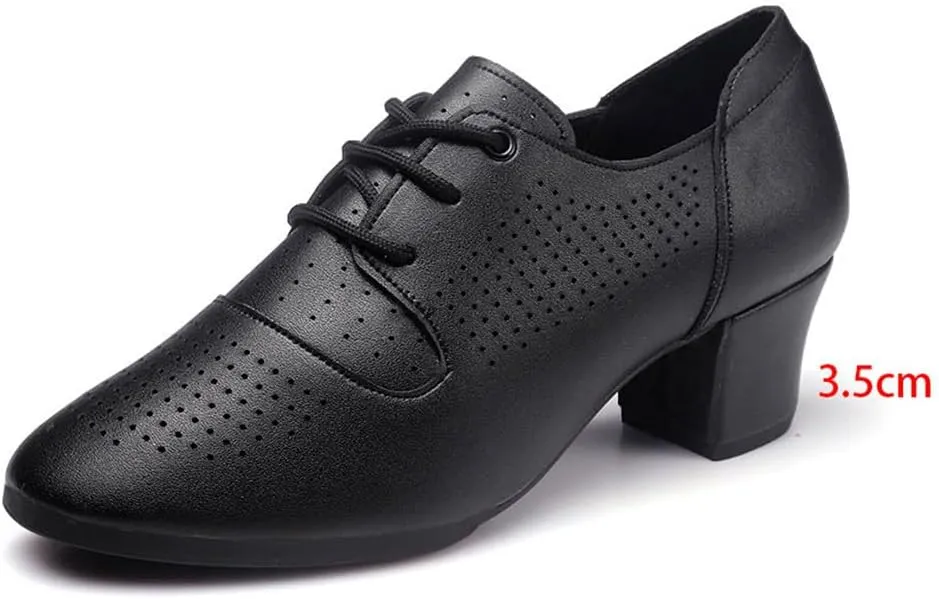 Womens Dance Sneakers, Outdoor Rubber Sole Jazz Shoes Lace-Up Mesh Ballroom Trainers Breathable Ladies Dancing Shoe