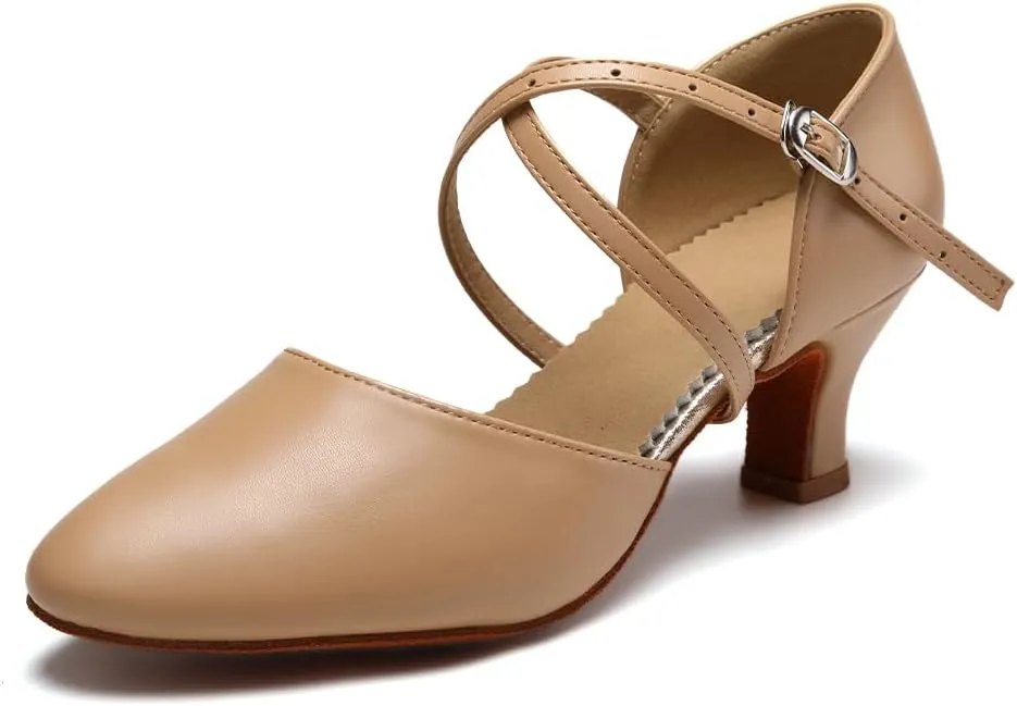 Women's Latin Dance Shoes Closed tToe Ballroom Salsa Tango Performance Dancing Practice Shoes