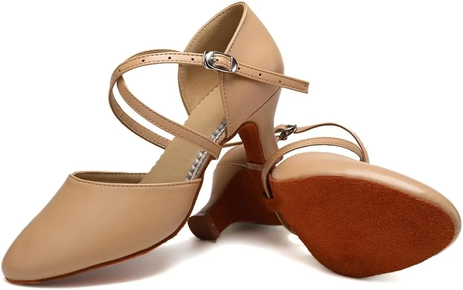 Women's Latin Dance Shoes Closed tToe Ballroom Salsa Tango Performance Dancing Practice Shoes