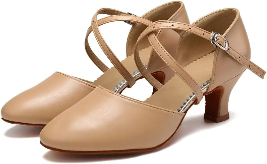 Women's Latin Dance Shoes Closed tToe Ballroom Salsa Tango Performance Dancing Practice Shoes