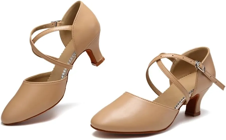 Women's Latin Dance Shoes Closed tToe Ballroom Salsa Tango Performance Dancing Practice Shoes