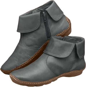 Womens Snow Boots Ankle Brown Leather Booties Boots for Women Brown Barefoot Boot Closed Back Lightweight Breathable Lug Sole Low Heel Chelsea Fashion