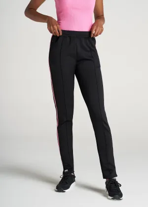 Women's Tall Athletic Stripe Pants in Black & Pink