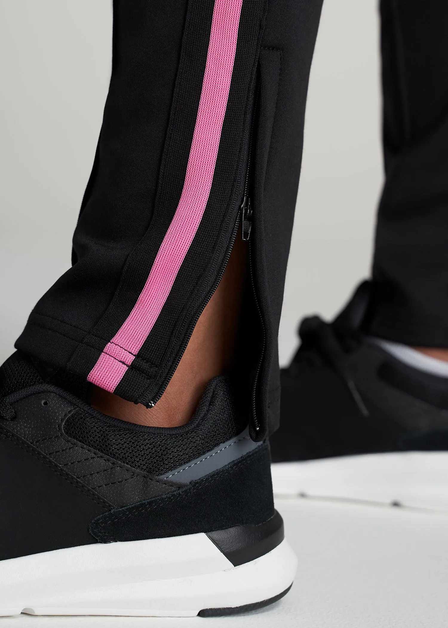 Women's Tall Athletic Stripe Pants in Black & Pink