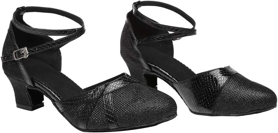 YKXLM Latin Dance Shoes Women Ballroom Performance Salsa Satin Shoes Closed-Toe Modle YCL336