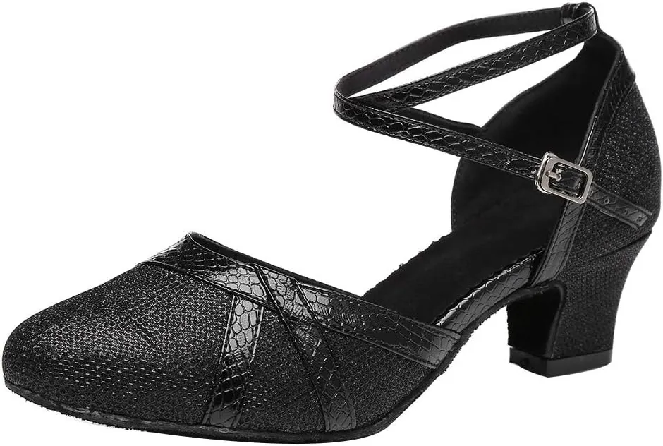YKXLM Latin Dance Shoes Women Ballroom Performance Salsa Satin Shoes Closed-Toe Modle YCL336