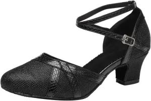 YKXLM Latin Dance Shoes Women Ballroom Performance Salsa Satin Shoes Closed-Toe Modle YCL336