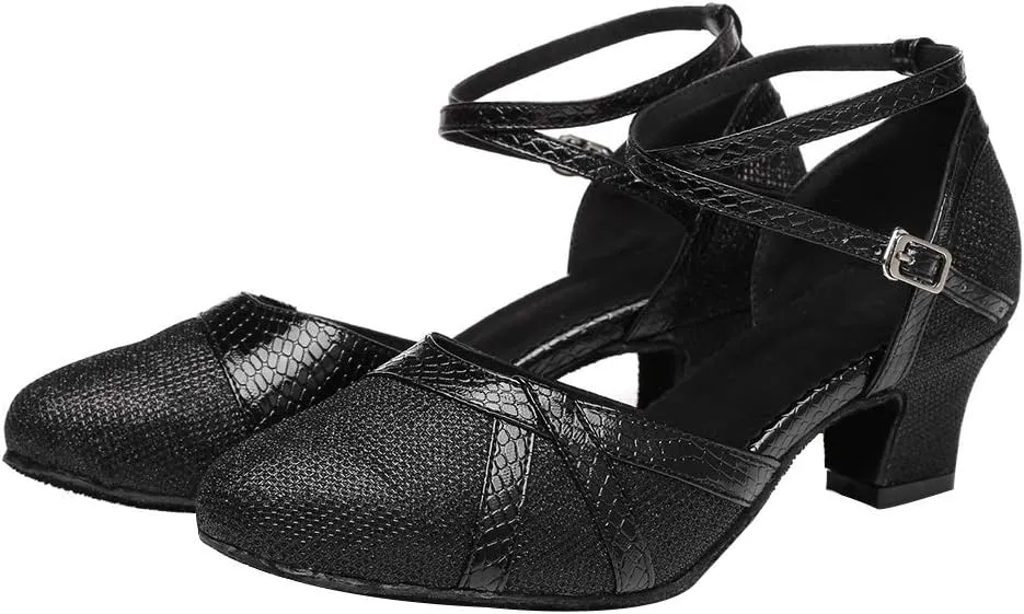 YKXLM Latin Dance Shoes Women Ballroom Performance Salsa Satin Shoes Closed-Toe Modle YCL336