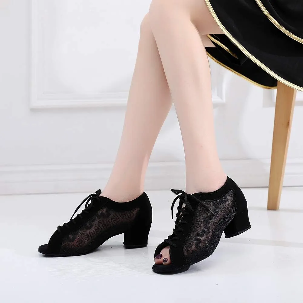 YKXLM Women's Latin Dance Shoes, Ballroom Performance Wedding Party Dance Shoes,Model QJW2002